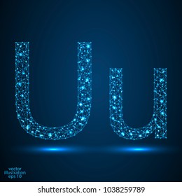 English letters abstract font consists 3d of triangles, lines, dots and connections. Vector illustration EPS 10.