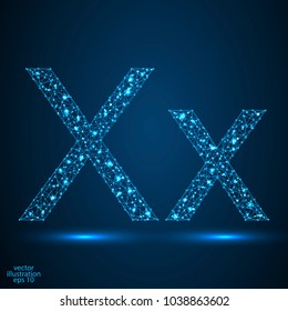 English letters abstract font consists 3d of triangles, lines, dots and connections. Vector illustration EPS 10.