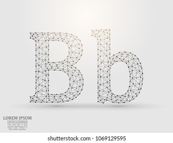 English letters abstract font consists 3d of triangles, lines, dots and connections. Vector illustration EPS 10.