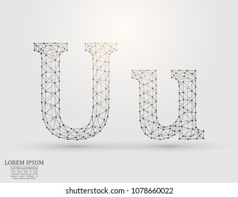 English letters abstract font consists 3d of triangles, lines, dots and connections. Vector illustration EPS 10.