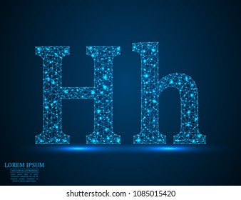 English letters abstract font consists 3d of triangles, lines, dots and connections. Vector illustration EPS 10.
