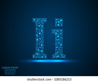 English letters abstract font consists 3d of triangles, lines, dots and connections. Vector illustration EPS 10.
