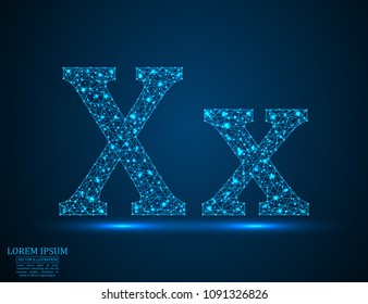 English letters abstract font consists 3d of triangles, lines, dots and connections. Vector illustration EPS 10.