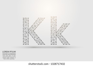 English letters abstract font consists 3d of triangles, lines, dots and connections. Vector illustration EPS 10.