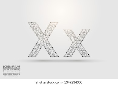 English letters abstract font consists 3d of triangles, lines, dots and connections. Vector illustration EPS 10.