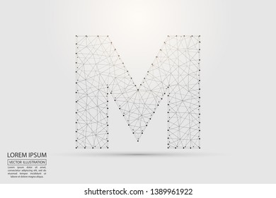 English letters abstract font consists 3d of triangles, lines, dots and connections. Vector illustration EPS 10.