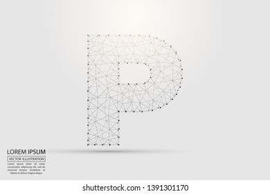 English letters abstract font consists 3d of triangles, lines, dots and connections. Vector illustration EPS 10.