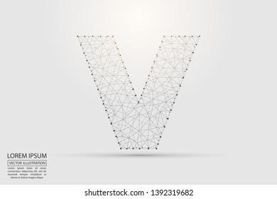 English letters abstract font consists 3d of triangles, lines, dots and connections. Vector illustration EPS 10.