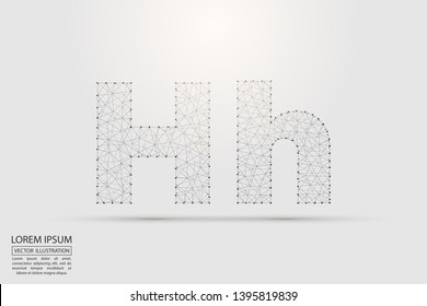 English letters abstract font consists 3d of triangles, lines, dots and connections. Vector illustration EPS 10.