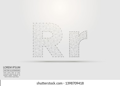English letters abstract font consists 3d of triangles, lines, dots and connections. Vector illustration EPS 10.