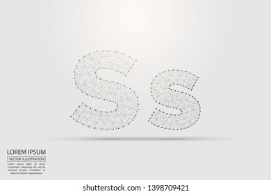 English letters abstract font consists 3d of triangles, lines, dots and connections. Vector illustration EPS 10.