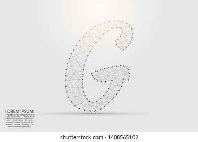 English letters abstract font consists 3d of triangles, lines, dots and connections. Vector illustration EPS 10.