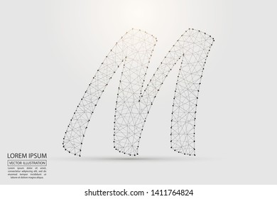 English letters abstract font consists 3d of triangles, lines, dots and connections. Vector illustration EPS 10.