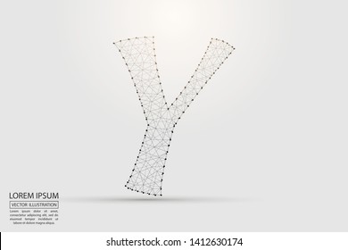 English letters abstract font consists 3d of triangles, lines, dots and connections. Vector illustration EPS 10.