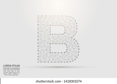 English letters abstract font consists 3d of triangles, lines, dots and connections. Vector illustration EPS 10.