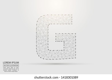 English letters abstract font consists 3d of triangles, lines, dots and connections. Vector illustration EPS 10.