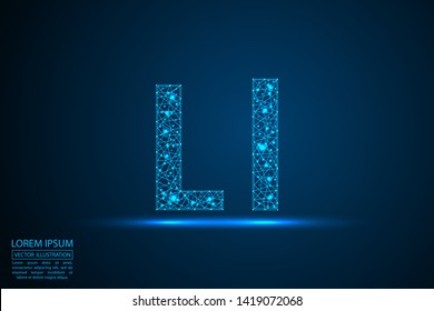 English letters abstract font consists 3d of triangles, lines, dots and connections. Vector illustration EPS 10.