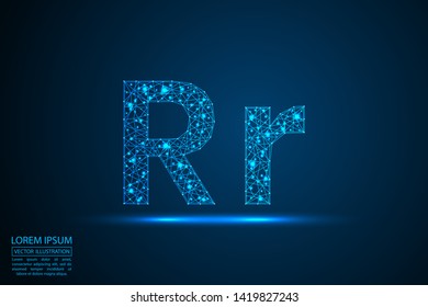 English letters abstract font consists 3d of triangles, lines, dots and connections. Vector illustration EPS 10.