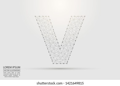 English letters abstract font consists 3d of triangles, lines, dots and connections. Vector illustration EPS 10.