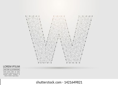 English letters abstract font consists 3d of triangles, lines, dots and connections. Vector illustration EPS 10.
