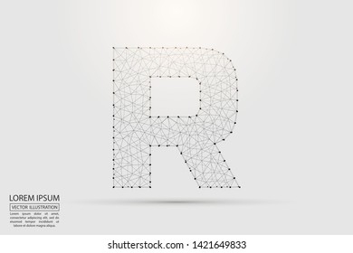 English letters abstract font consists 3d of triangles, lines, dots and connections. Vector illustration EPS 10.