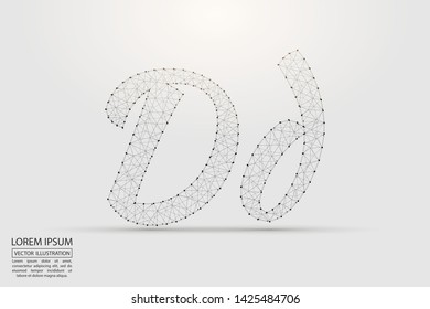 English letters abstract font consists 3d of triangles, lines, dots and connections. Vector illustration EPS 10.
