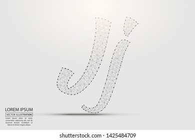 English letters abstract font consists 3d of triangles, lines, dots and connections. Vector illustration EPS 10.
