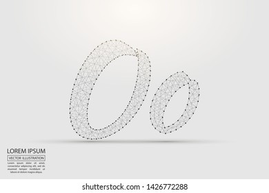 English letters abstract font consists 3d of triangles, lines, dots and connections. Vector illustration EPS 10.