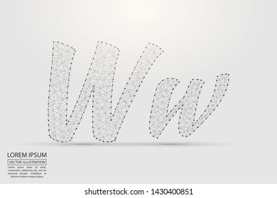 English letters abstract font consists 3d of triangles, lines, dots and connections. Vector illustration EPS 10.