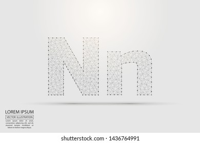 English letters abstract font consists 3d of triangles, lines, dots and connections. Vector illustration EPS 10.
