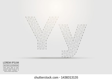 English letters abstract font consists 3d of triangles, lines, dots and connections. Vector illustration EPS 10.