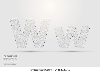 English letters abstract font consists 3d of triangles, lines, dots and connections. Vector illustration EPS 10.