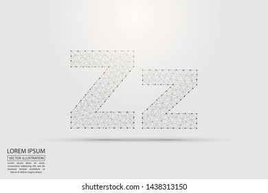 English letters abstract font consists 3d of triangles, lines, dots and connections. Vector illustration EPS 10.