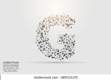 English letters abstract font consists 3d of triangles, lines, dots and connections. Vector illustration EPS 10.
