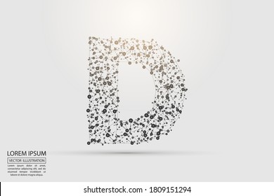 English letters abstract font consists 3d of triangles, lines, dots and connections. Vector illustration EPS 10.