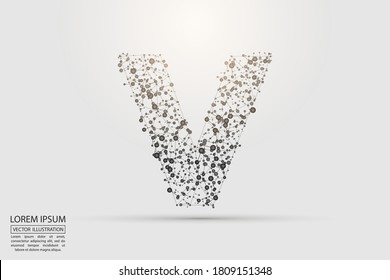 English letters abstract font consists 3d of triangles, lines, dots and connections. Vector illustration EPS 10.