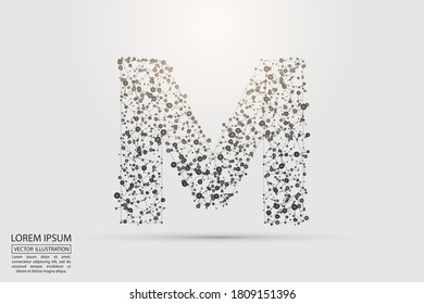 English letters abstract font consists 3d of triangles, lines, dots and connections. Vector illustration EPS 10.
