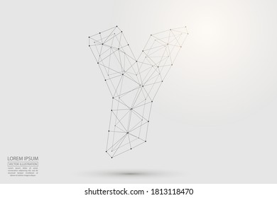 English letters abstract font consists 3d of triangles, lines, dots and connections. Vector illustration EPS 10.