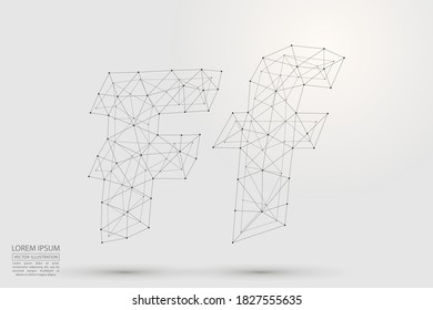 English letters abstract font consists 3d of triangles, lines, dots and connections. Vector illustration EPS 10.