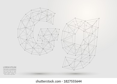 English letters abstract font consists 3d of triangles, lines, dots and connections. Vector illustration EPS 10.
