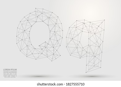 English letters abstract font consists 3d of triangles, lines, dots and connections. Vector illustration EPS 10.