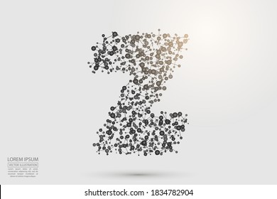 English letters abstract font consists 3d of triangles, lines, dots and connections. Vector illustration EPS 10.