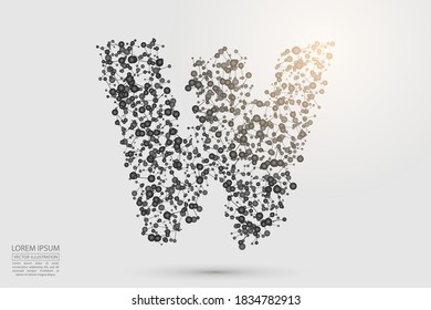 English letters abstract font consists 3d of triangles, lines, dots and connections. Vector illustration EPS 10.