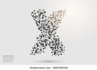 English letters abstract font consists 3d of triangles, lines, dots and connections. Vector illustration EPS 10.