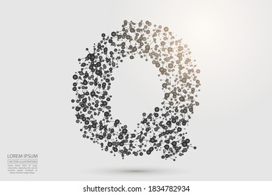 English letters abstract font consists 3d of triangles, lines, dots and connections. Vector illustration EPS 10.