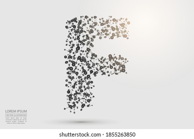 English letters abstract font consists 3d of triangles, lines, dots and connections. Vector illustration EPS 10.