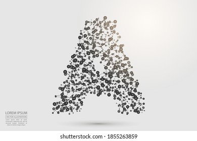 English letters abstract font consists 3d of triangles, lines, dots and connections. Vector illustration EPS 10.