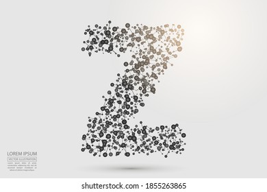 English letters abstract font consists 3d of triangles, lines, dots and connections. Vector illustration EPS 10.