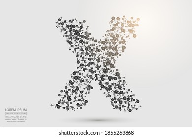 English letters abstract font consists 3d of triangles, lines, dots and connections. Vector illustration EPS 10.