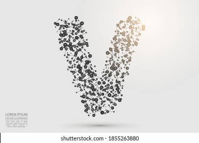 English letters abstract font consists 3d of triangles, lines, dots and connections. Vector illustration EPS 10.